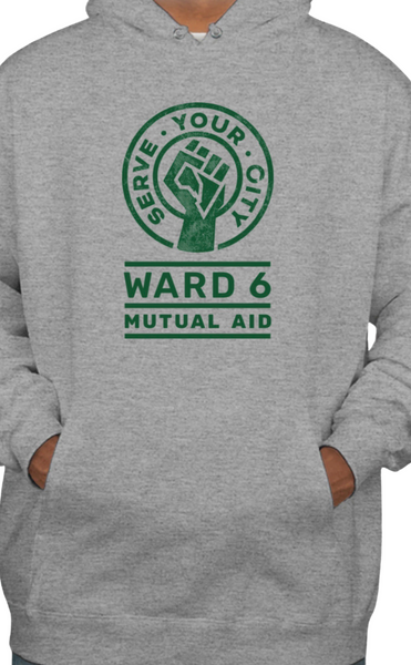 Serve Your City Ward 6 Mutual Aid Sweatshirt (Grey ss with Green logo)